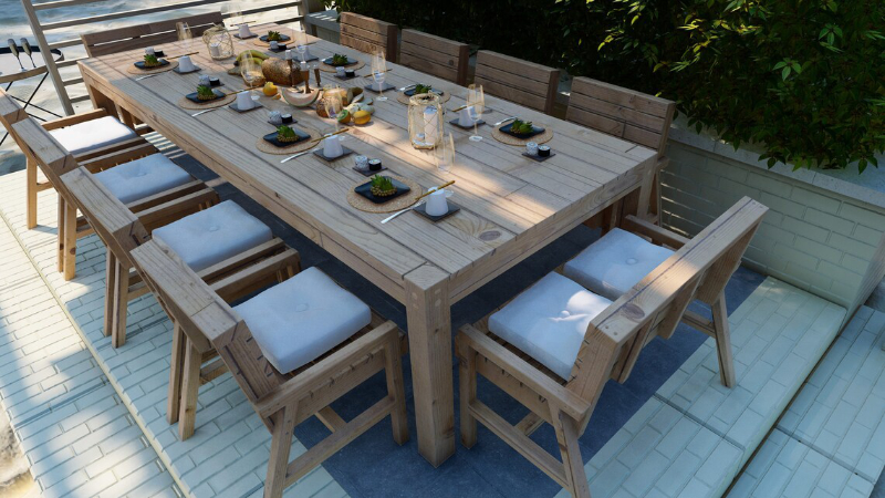 An outdoor dining set for your patio could be all yours with these woodworking plans.
