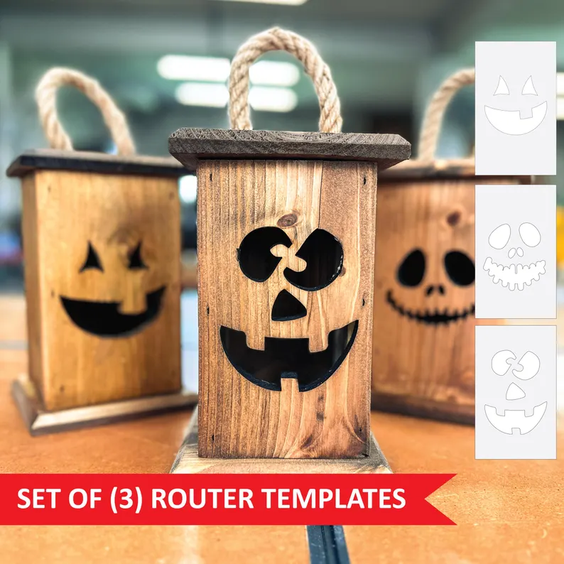 An acrylic 3-pack of halloween router templates.