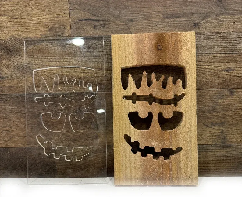 A picture of the frankenstein face acrylic template.