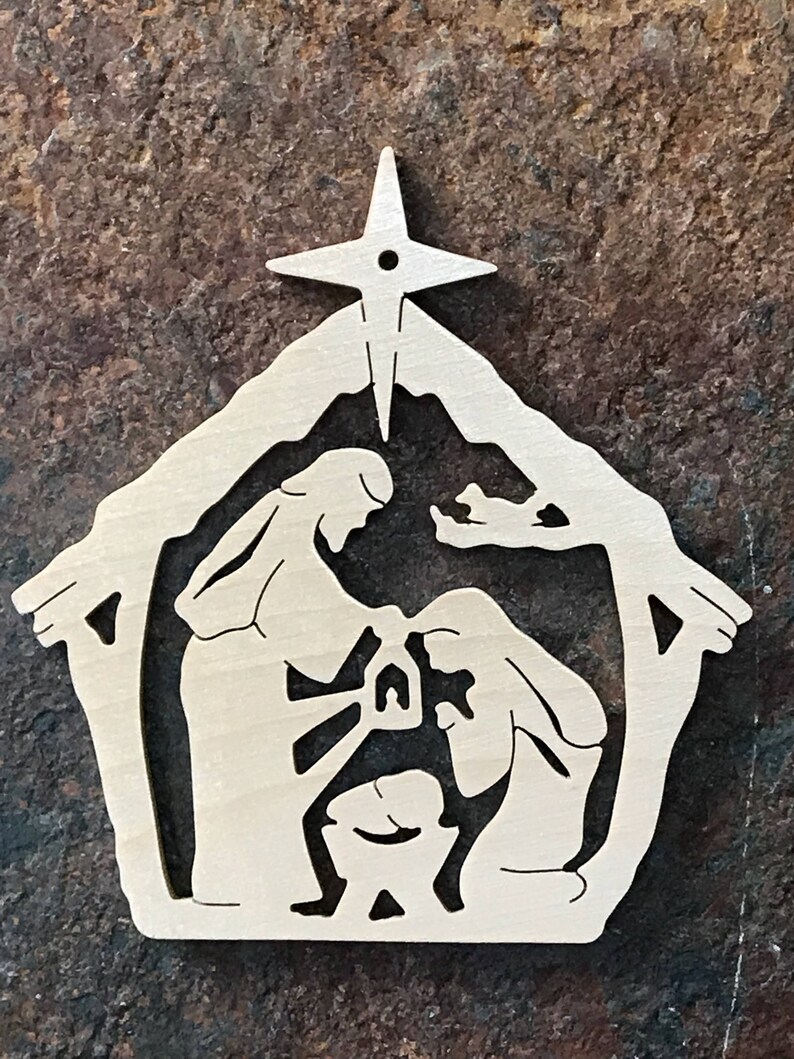 A nativity Christmas tree ornament pattern you can get.