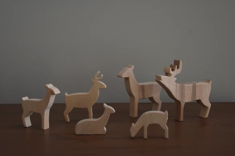 Some adorable reindeer shelf ornaments.