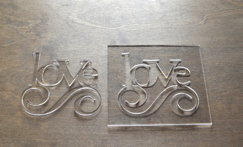 A look at a Valentine's router template that says "love".