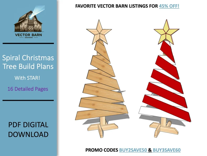 Some simple PDF plans you can get to build a spiral Christmas tree.