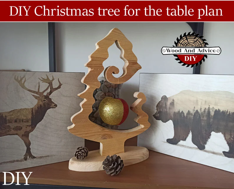 A picture of the tabletop Christmas tree you can make from a picket.