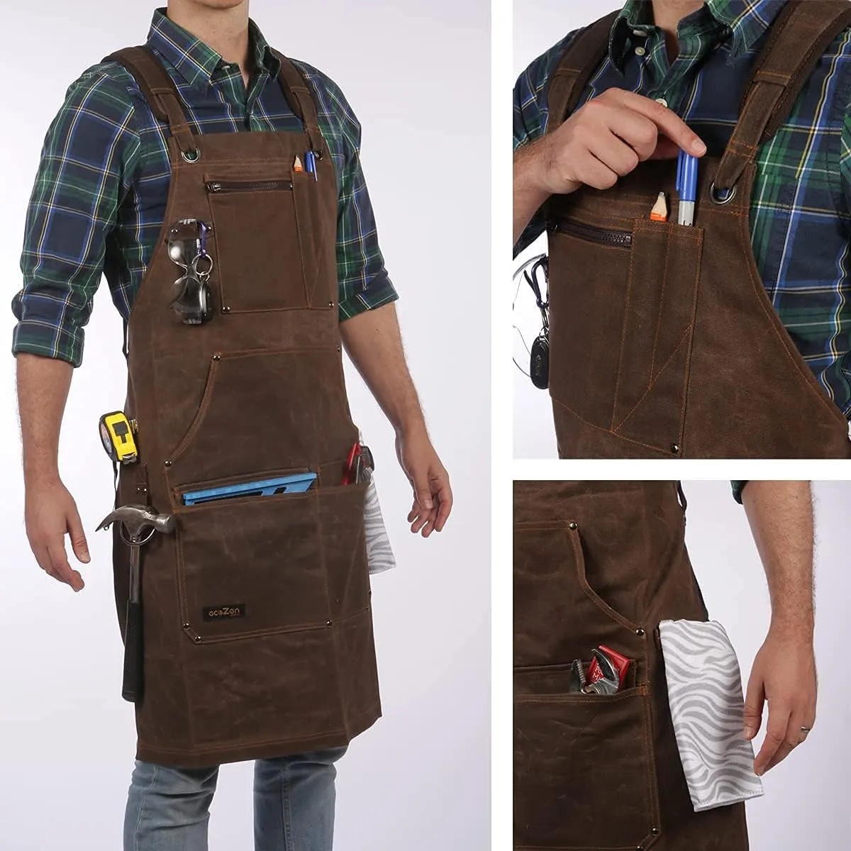 A waxed cloth apron that you can get as one of a woodworking fathers day gifts.