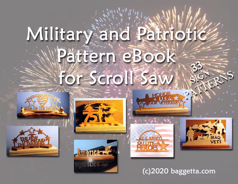 A whole ebook of military and patriotic scroll saw patterns.